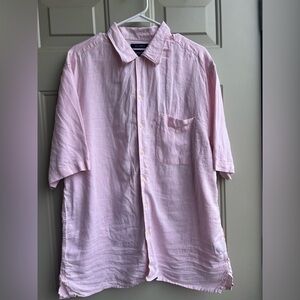 Austin Reed London Men’s L 100% Linen Short Sleeve Button-Up Shirt Lightweight